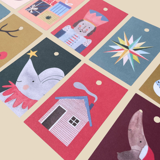 Geschenkanhänger Weihnachten Aquarell Set von HannahsFirlefanz – 10 Stück - Detailansicht - Nohna