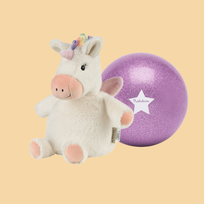 Magisches Einhorn-Set mit Kuscheltier Einhorn Elli und Glitzerball Violett – Nohna