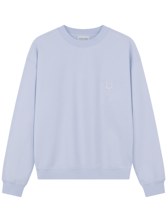 GOOD DAY Sweatshirt Unisex in Pastellblau mit Statement-Print – Frontansicht - Nohna