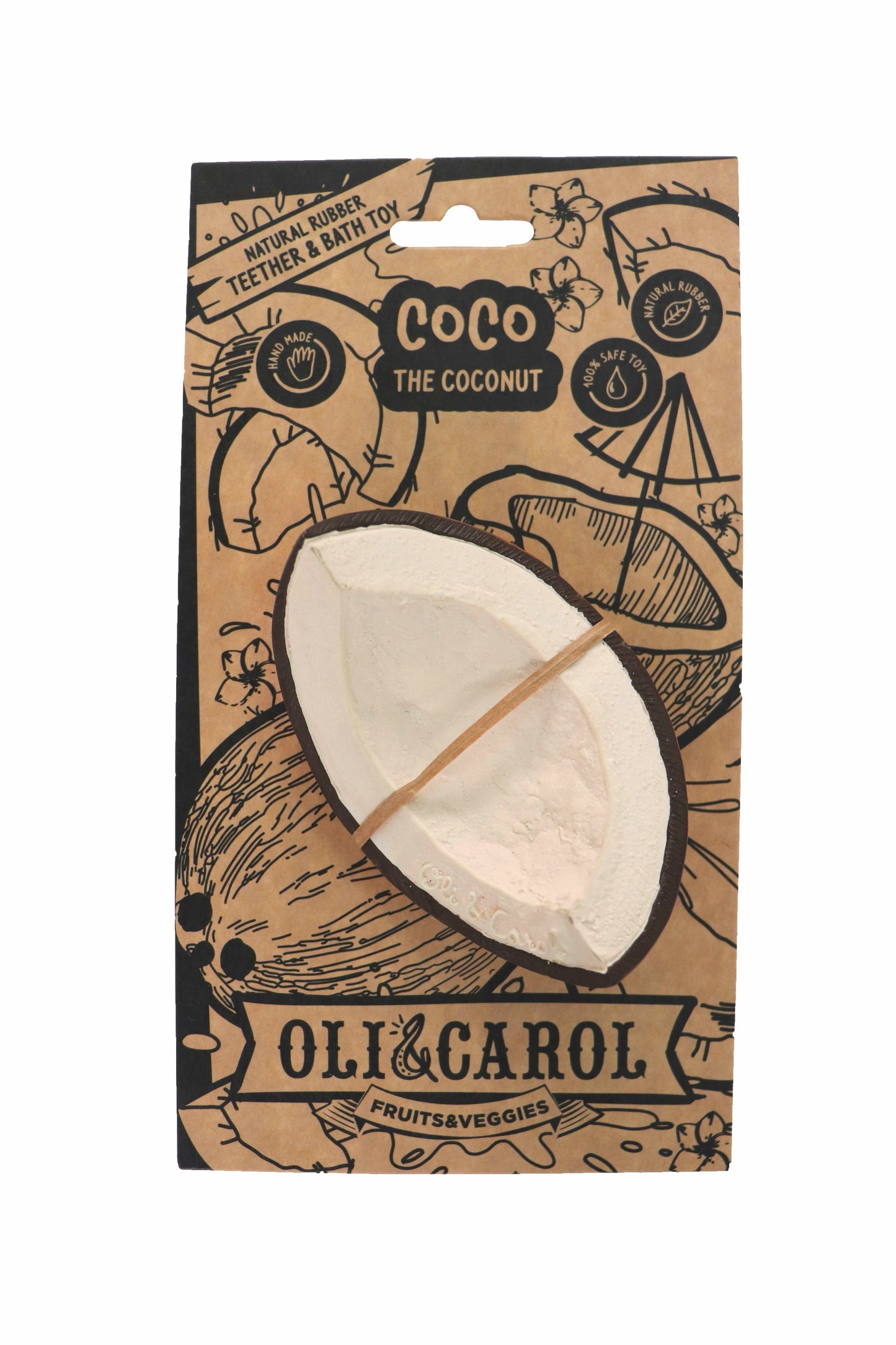 Beißring Kokosnuss von Oli & Carol aus Naturkautschuk - Verpackung – Nohna
