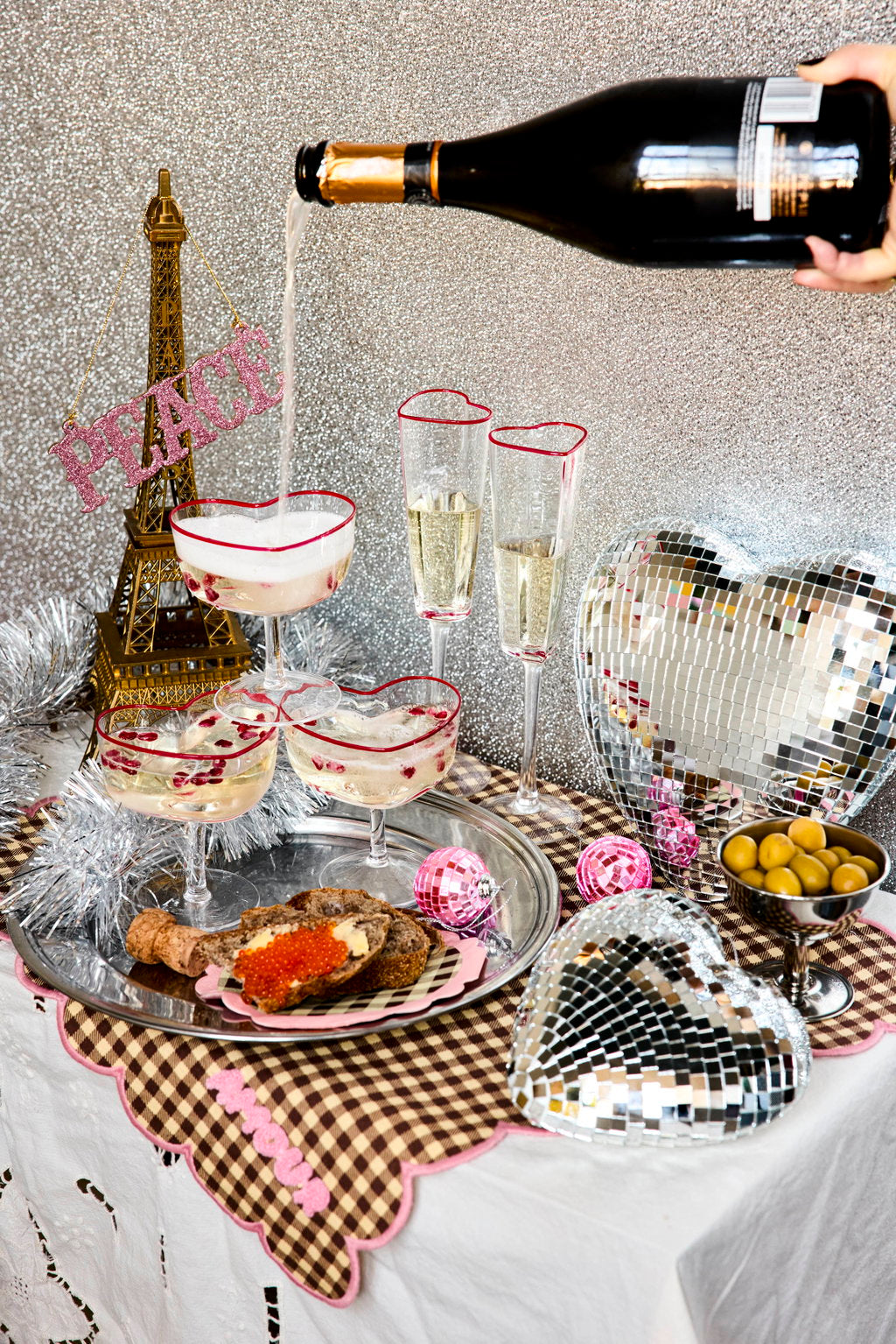 Herz Discokugel in Silber von RICE by RICE – Tisch - Nohna