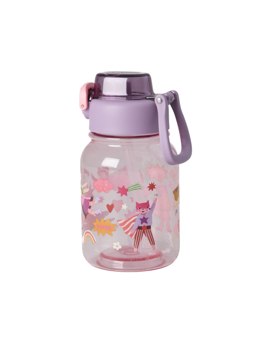 Kinder Trinkflasche Hero Print von RICE by RICE in Pink – Nohna