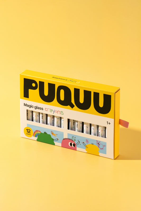 Magic Glass Crayons 12 Glasmalstifte von puquu – CE zertifiziert, Nohna
