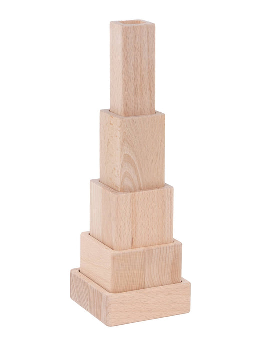 Sensorik Stapelwürfel von Bajo – 5 Holzwürfel mit Erbsenfüllung - Seitenansicht - Nohna
