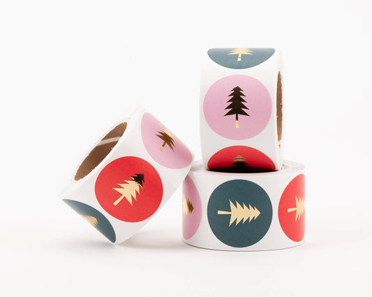 Aufkleber Tanne Gold-Effekt 3er Set Weihnachten von Liebevoll verpackt – Rot, Rosa, Petrol, Nohna