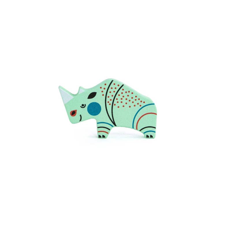 Holzfigur Nashorn aus der Serie Gefährdete Tiere von Bajo – Hintergrund - weiß - Nohna