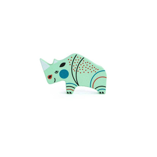Holzfigur Nashorn aus der Serie Gefährdete Tiere von Bajo – Hintergrund - weiß - Nohna