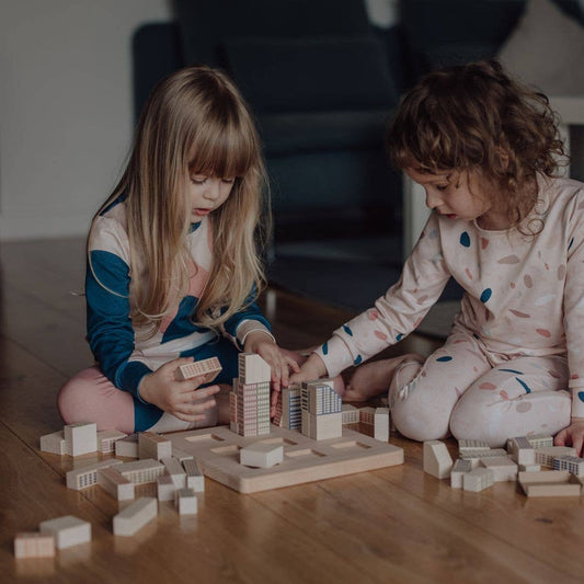 Manhattan Blöcke Stadt zum Bauen von Bajo – Holzbausteine mit Sockel - Kinder -Nohna