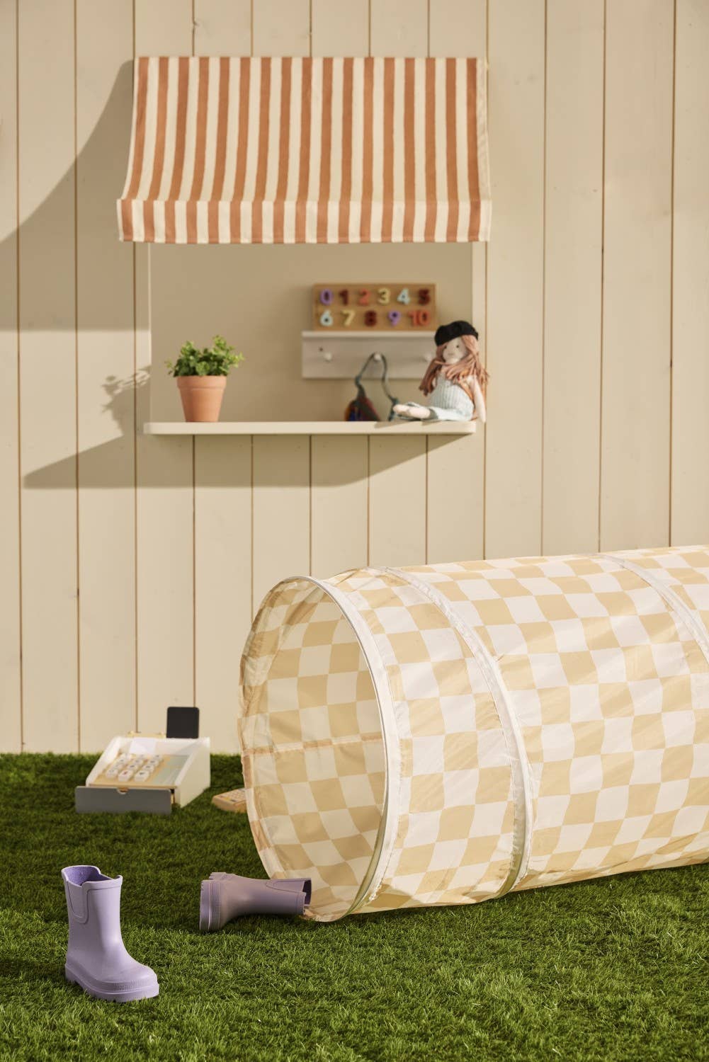Spieltunnel Karo Gelb von Kids Concept –  Nohna