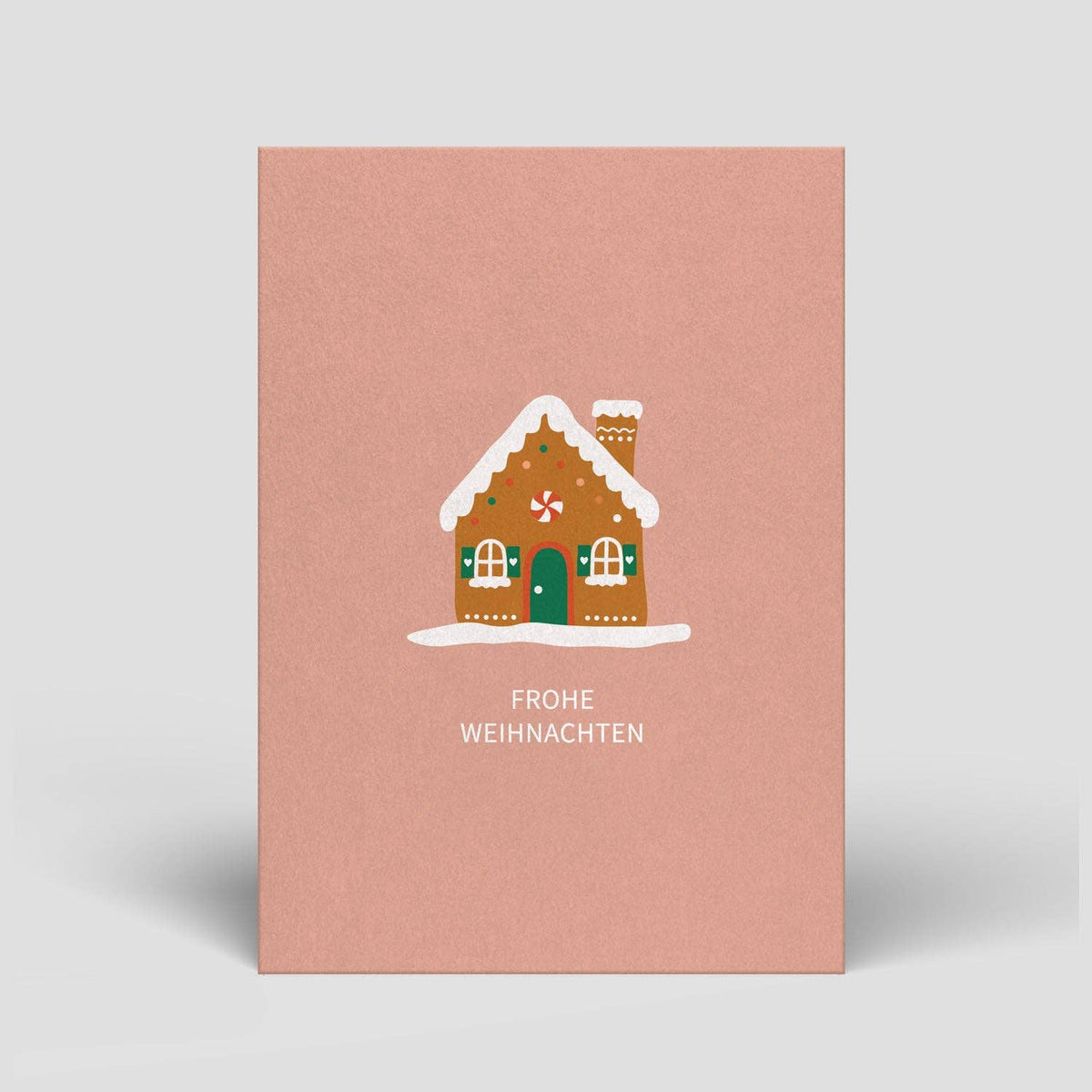 Weihnachtskarte Lebkuchenhaus von Naturbedacht – DIN A6, FSC-zertifiziert, inkl. Umschlag, Vorderseite, Nohna