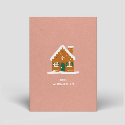 Weihnachtskarte Lebkuchenhaus von Naturbedacht – DIN A6, FSC-zertifiziert, inkl. Umschlag, Vorderseite, Nohna