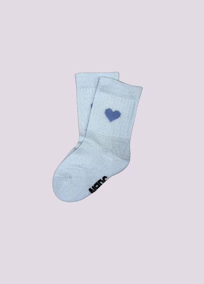 Herz Socken in Hellblau für Babys und Kinder von NBDC Seitenansicht – Nohna