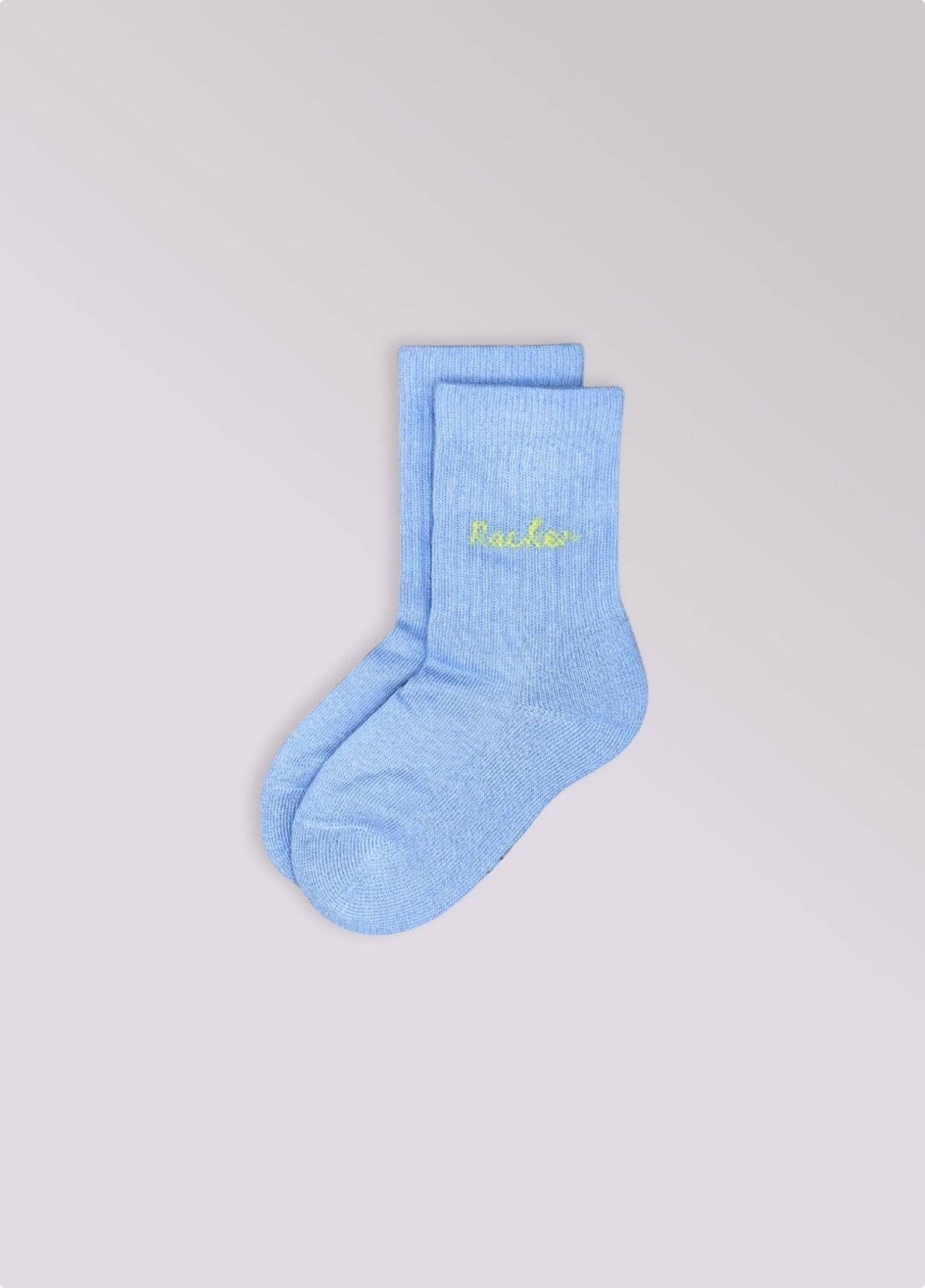 RACKER Socken in Hellblau mit grünem Schriftzug NBDC – Nohna