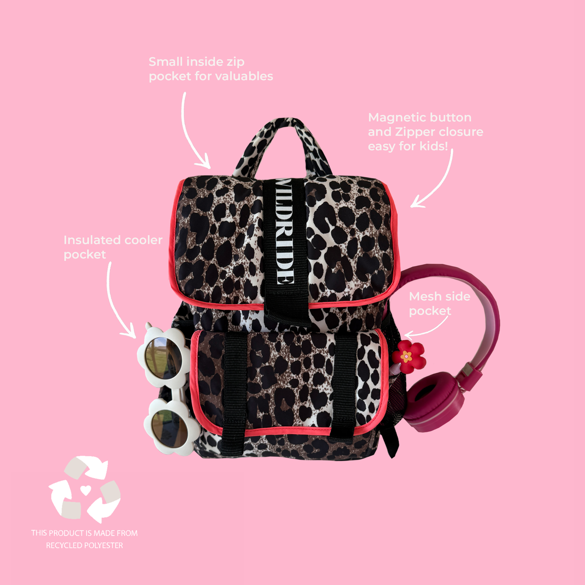 Kinder Rucksack Savannah von Wildride aus recyceltem Material – Detailansicht - Nohna