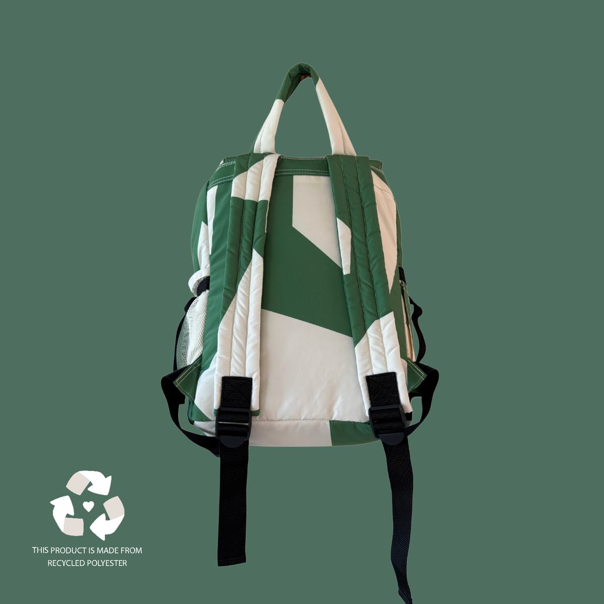 Rucksack Erwachsene Grafisch Grün von Wildride aus recyceltem Material – Rückansicht - Nohna