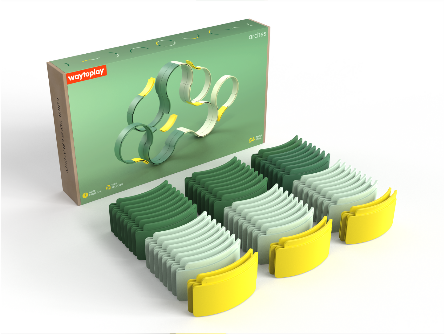 Arches Builder Set von waytoplay mit 54 Bögen aus recyceltem Kunststoff – Nohna