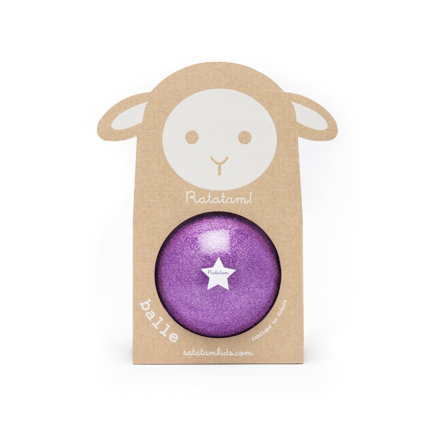 Glitzerball 10 cm von Ratatam in Violett –  Verpackung - Nohna