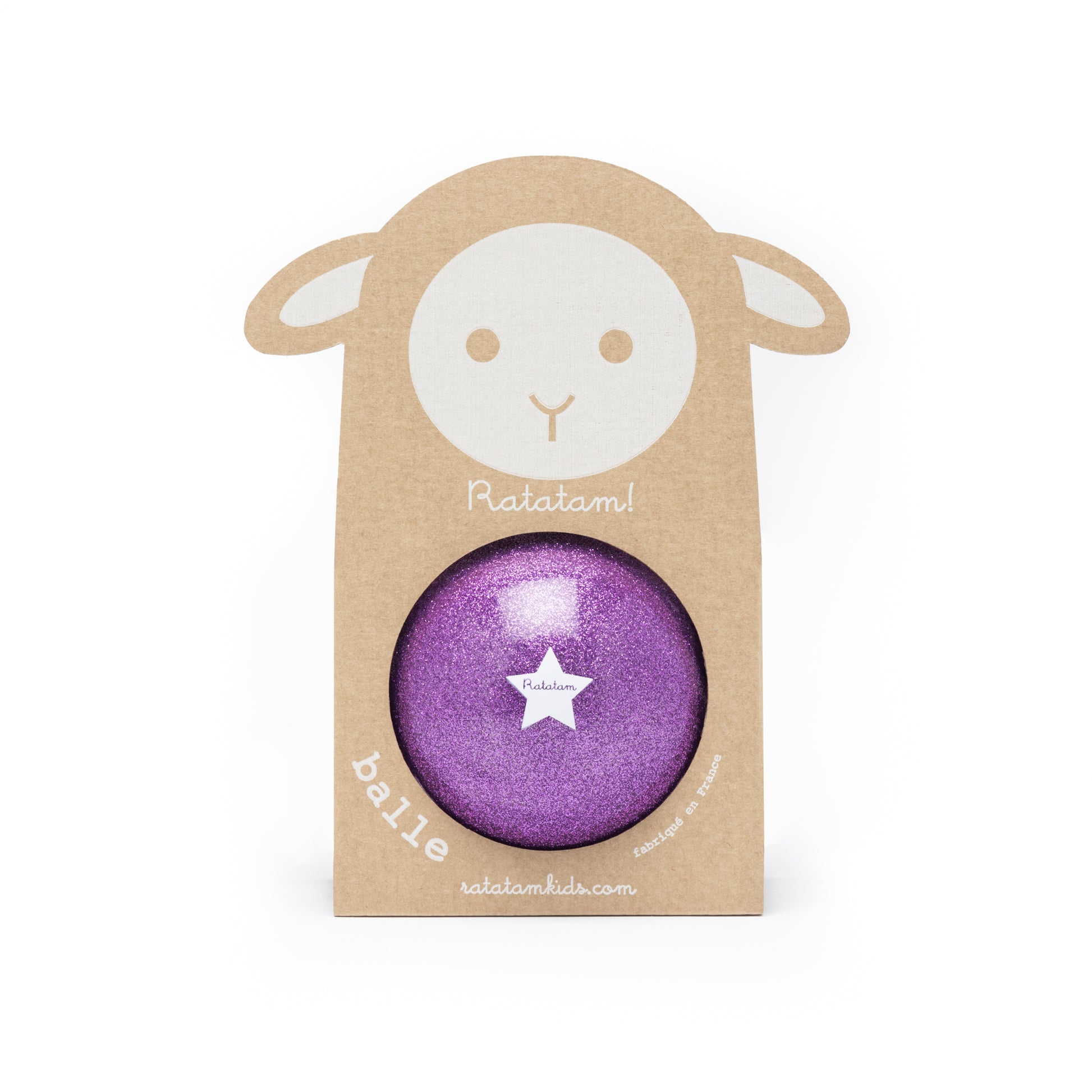 Glitzerball 10 cm von Ratatam in Violett –  Verpackung - Nohna