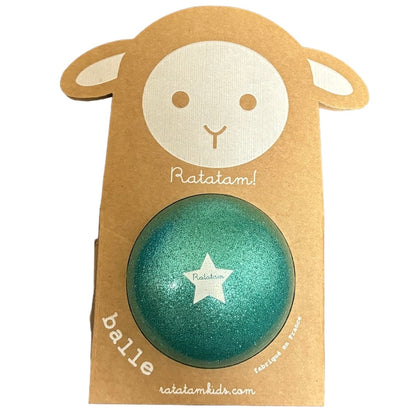 Glitzerball 10 cm von Ratatam in Grün – Verpackung - Nohna