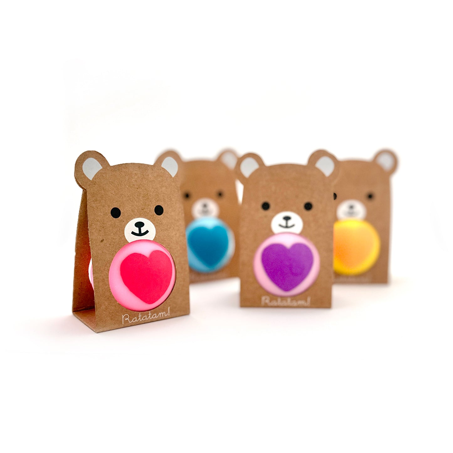 Flummi Bärchen von Ratatam in Violett, Blau, Gelb & Rosa – Nohna