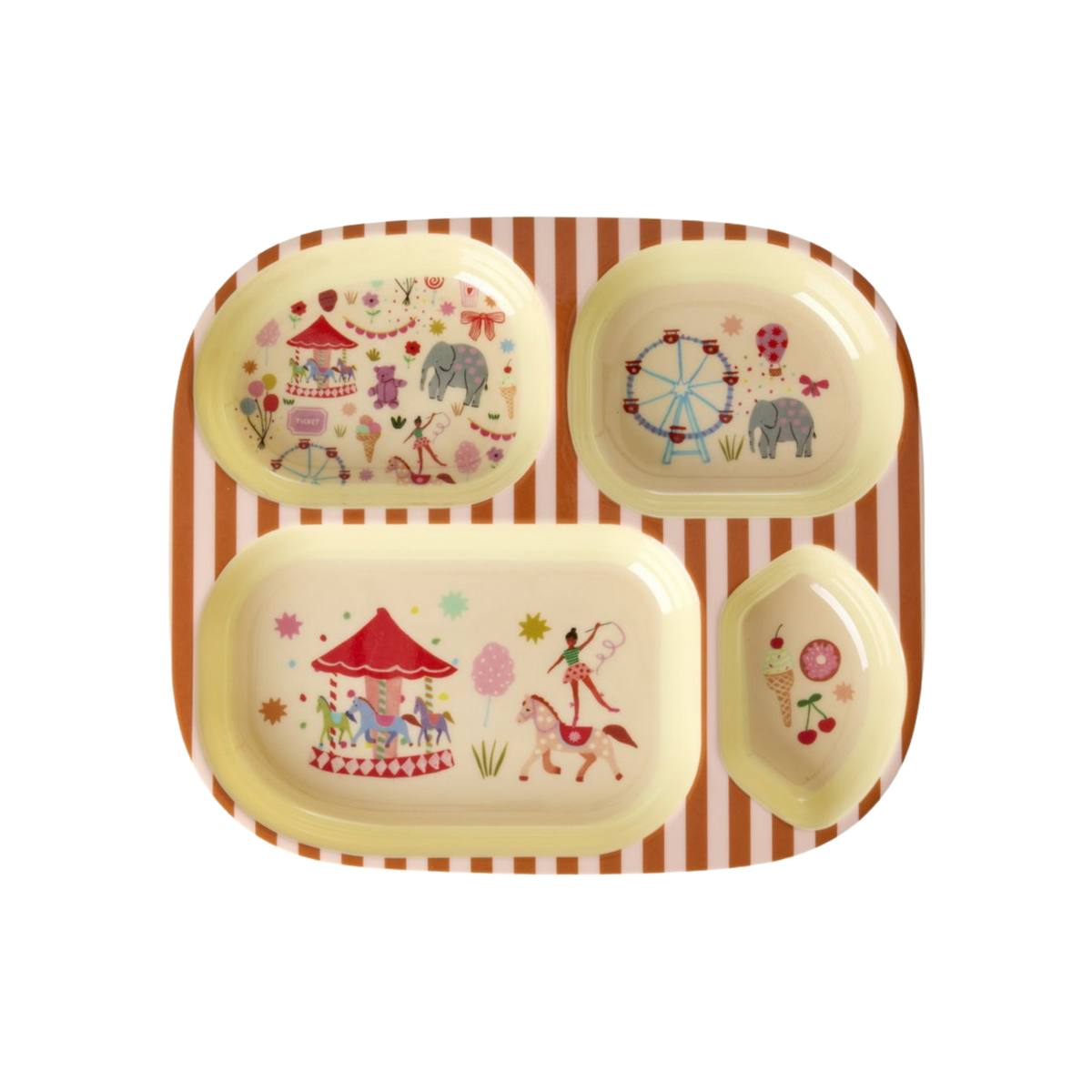 Kinder Teller Fun Fair Print in Pink von RICE by RICE – 4 Fächer, Nohna
