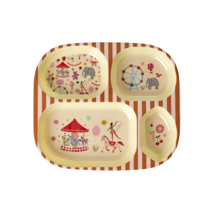 Kinder Teller Fun Fair Print in Pink von RICE by RICE – 4 Fächer, Nohna