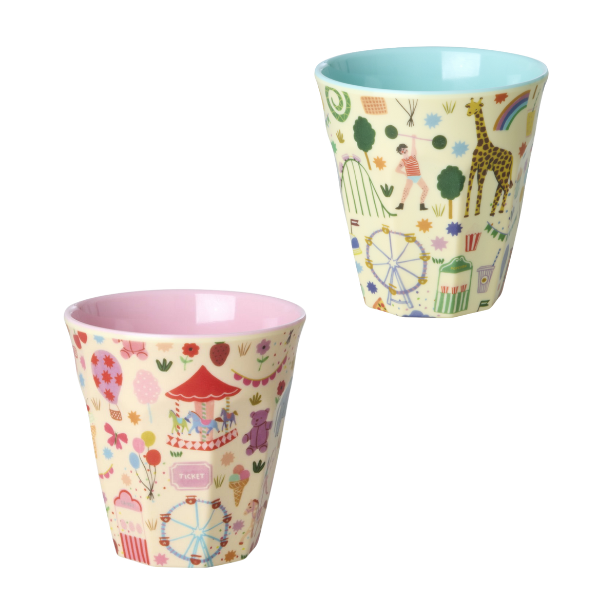 Kinderbecher Fun Fair Print von RICE by RICE in Mint & Pink – Nohna