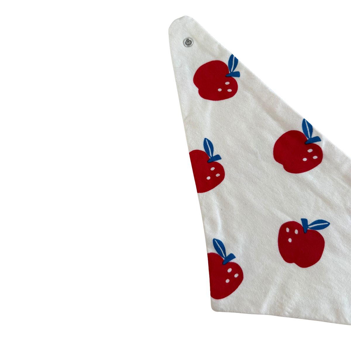Selbstgenähtes Halstuch mit Apfel- Detailansicht - Muster und Druckknopf - Nohna