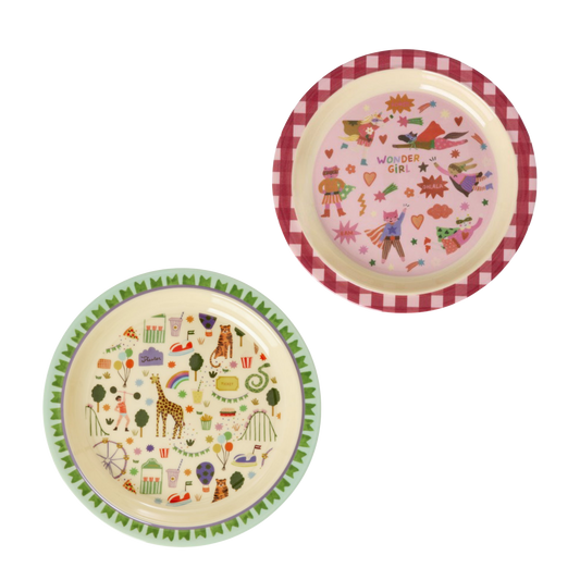 Kinder Teller von RICE by RICE in Hero Pink & Fun Fair Mint – Nohna