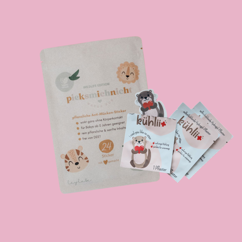 Kleines Alltagshelfer-Set mit Anti-Mücken-Stickern und kühlii Kühlpflaster – Nohna