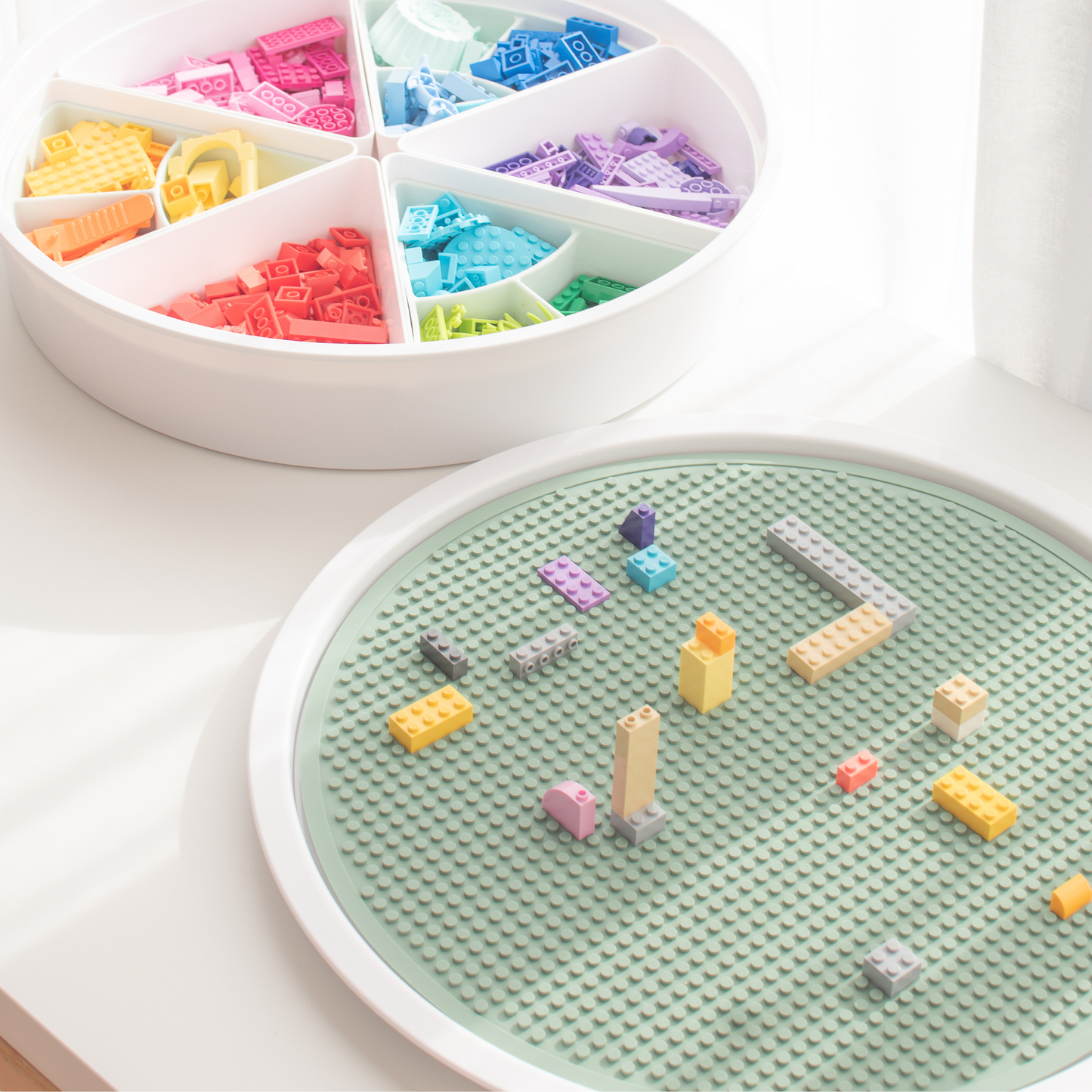 Beidseitige Sensorik Bauplatte von Inspire My Play Smoke Green - kleine Bausteine – Nohna