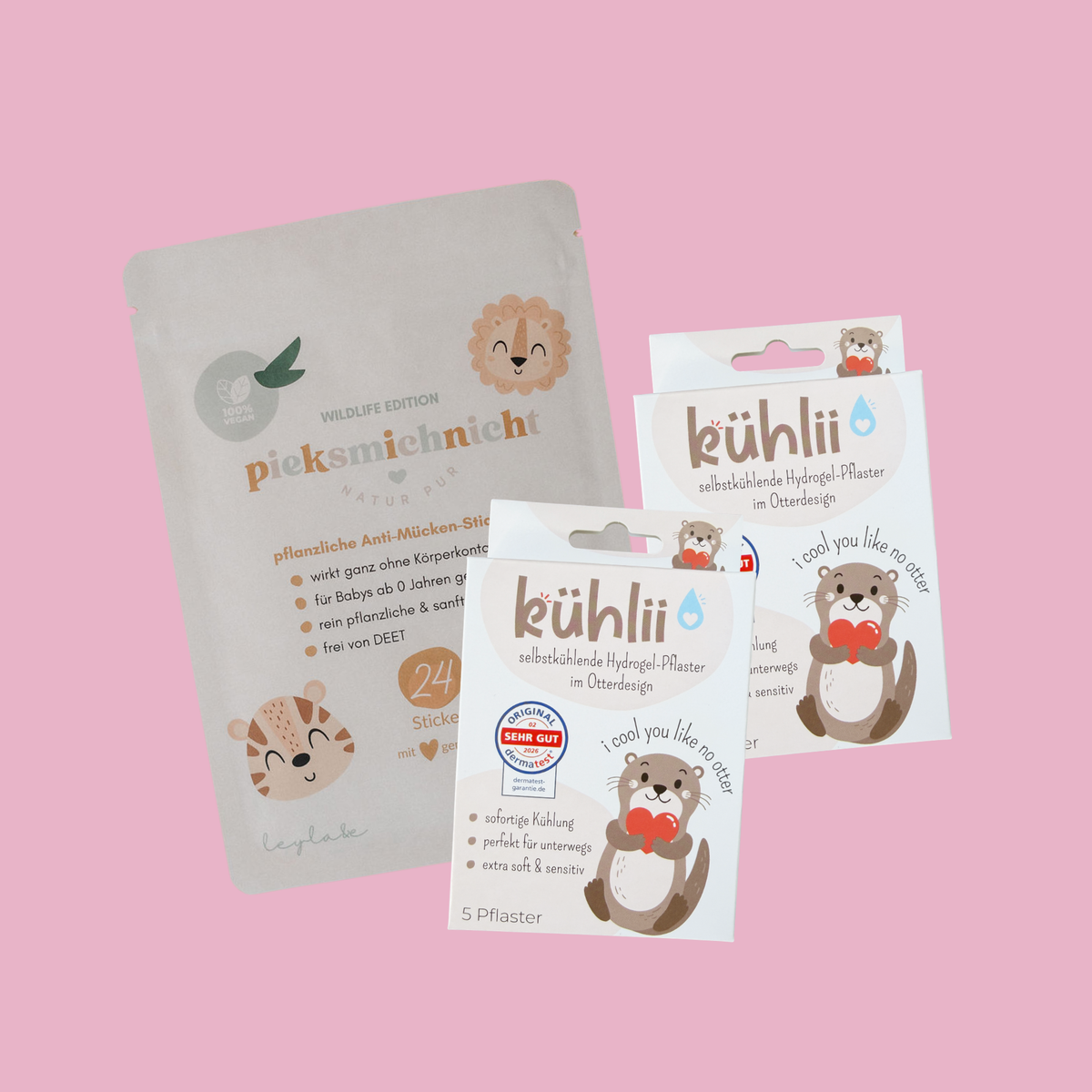 Kleines Alltagshelfer-Set mit Anti-Mücken-Stickern und kühlii Kühlpflaster – Nohna