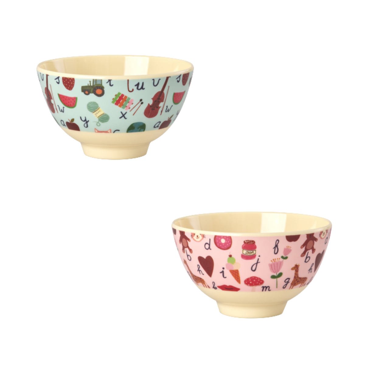 Kinder Schüssel Klein ABC-Design von RICE by RICE in Pink und Blau – Nohna