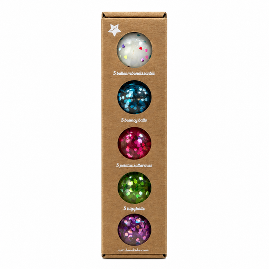Flummi Set 5 Herzen Multico von Ratatam im Kraftpapier-Etui – Nohna