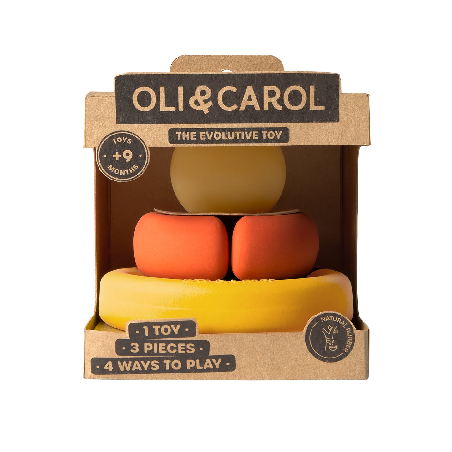 Entdeckerspielzeug von Oli & Carol aus Naturkautschuk – 3 austauschbare Teile - Verpackung - Nohna
