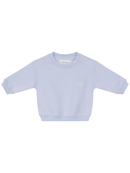 GOOD DAY Sweatshirt Baby & Kids in Pastellblau mit Statement-Print - Baby Frontansicht – Nohna