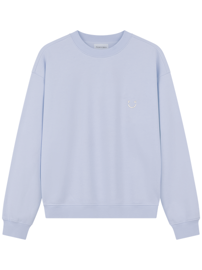 GOOD DAY Sweatshirt Unisex in Pastellblau mit Statement-Print – Frontansicht - Nohna