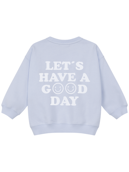 GOOD DAY Sweatshirt Baby & Kids in Pastellblau mit Statement-Print - Kids Rückansicht – Nohna