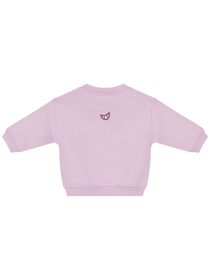 SNACKS ONLY Sweatshirt Baby & Kids in Pastellrosa mit Print und Croissant-Motiv –  Rückansicht Baby - Nohna