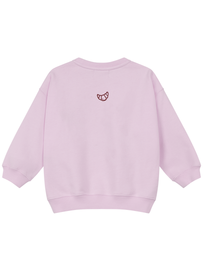 SNACKS ONLY Sweatshirt Baby & Kids in Pastellrosa mit Print und Croissant-Motiv – Rückansicht Kids - Nohna
