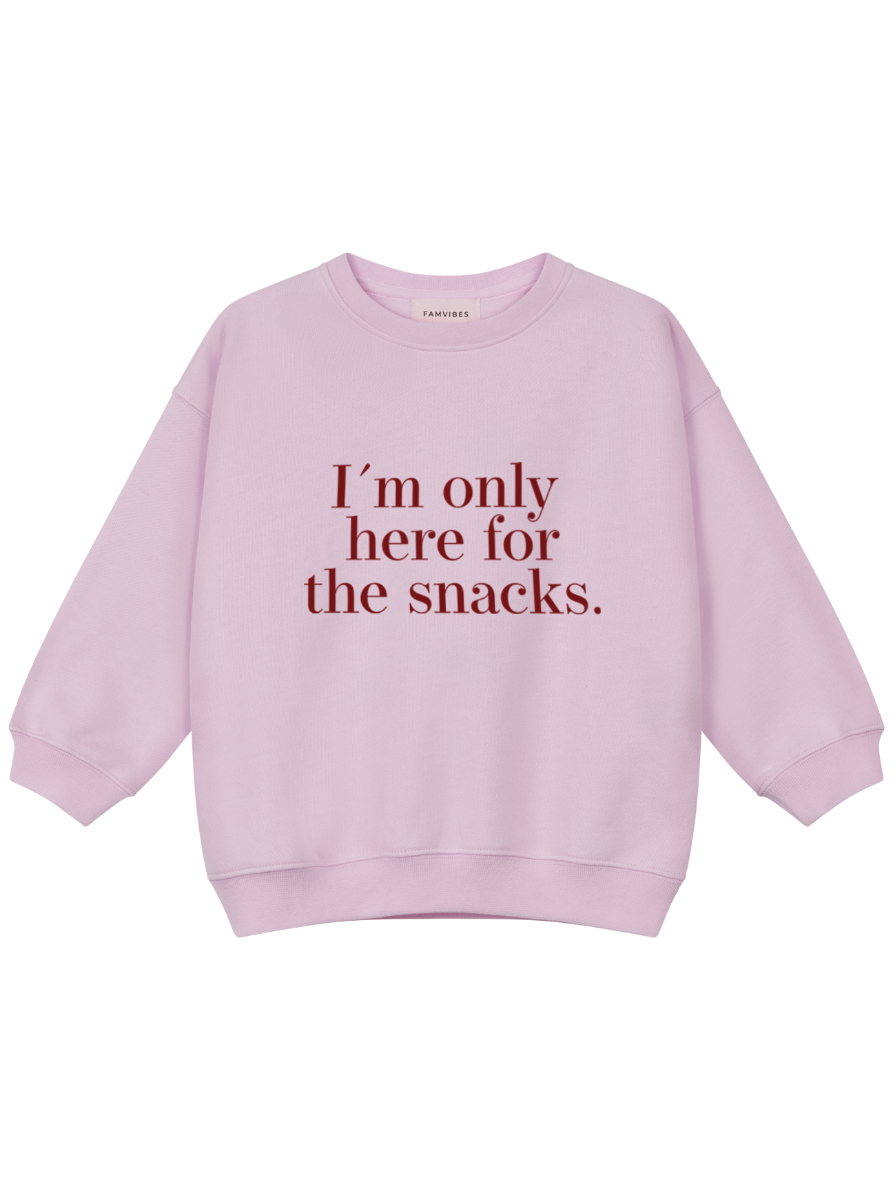 SNACKS ONLY Sweatshirt Baby & Kids in Pastellrosa mit Print und Croissant-Motiv –  Frontansicht Kids - Nohna