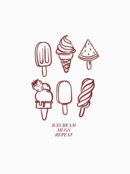 Icecream Shirt Unisex in Burgundy Print – Nohna