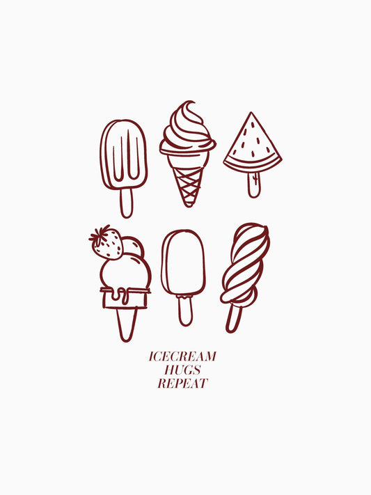 Icecream Shirt Unisex in Burgundy Print – Nohna