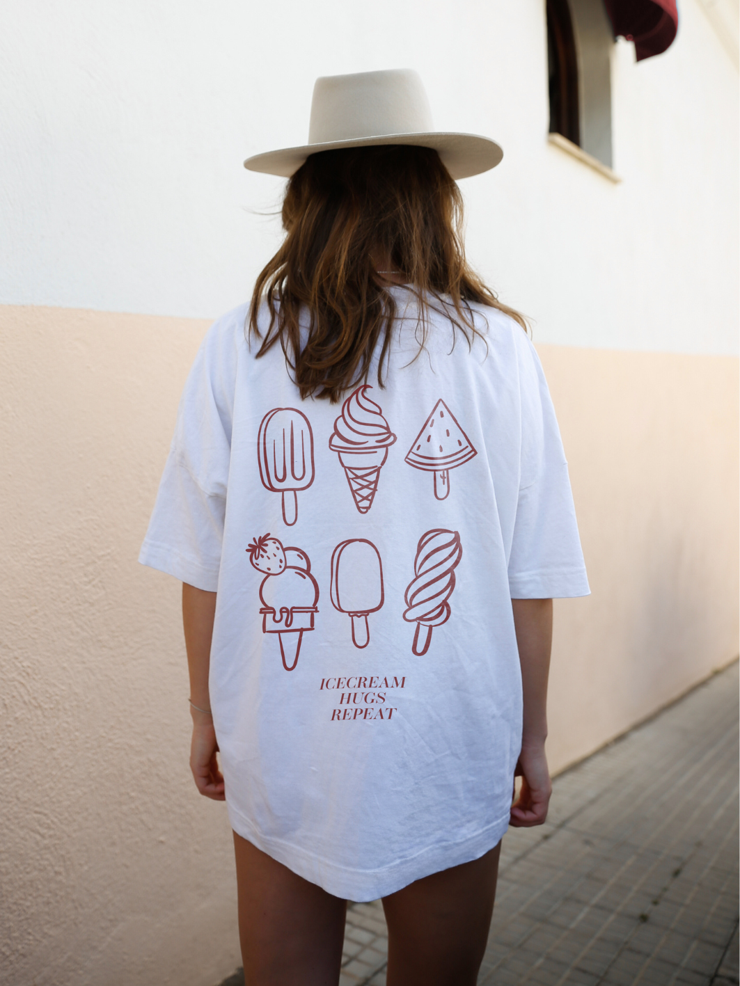 Icecream Shirt Unisex in Burgundy mit Backprint Damen – Nohna