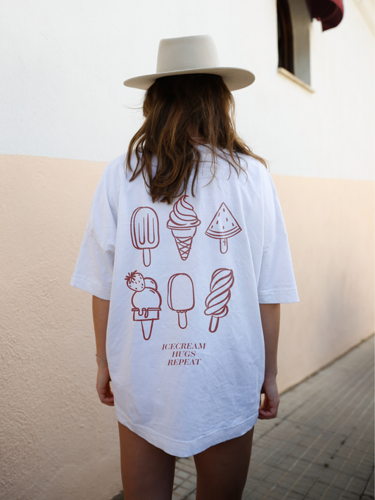 Icecream Shirt Unisex in Burgundy mit Backprint Damen – Nohna