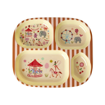 Kinder Teller Fun Fair Print in Pink von RICE by RICE – 4 Fächer, Nohna