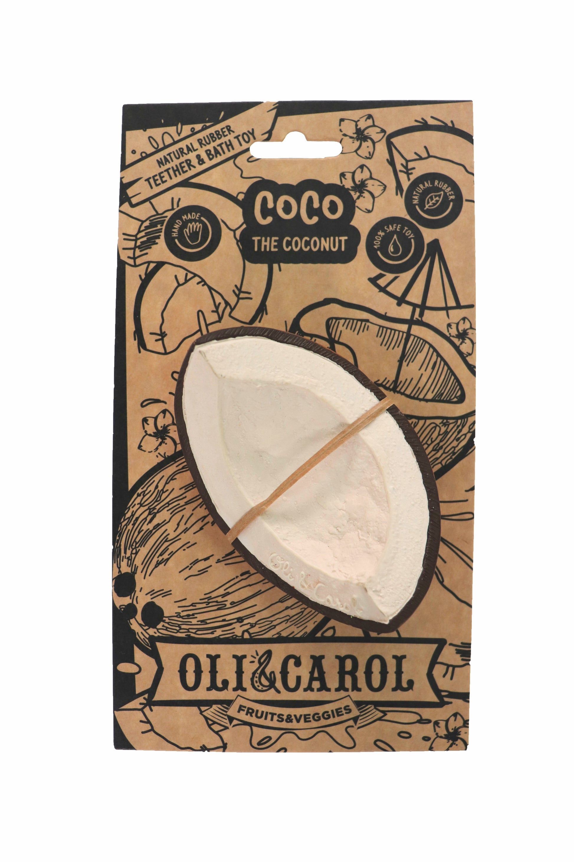 Beißring Kokosnuss von Oli & Carol aus Naturkautschuk - Verpackung – Nohna