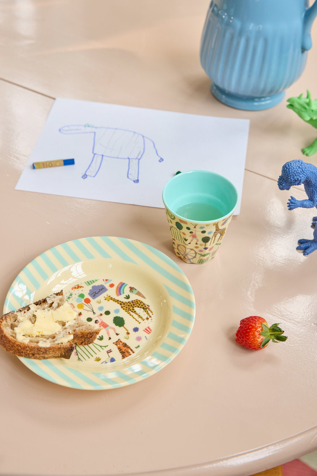 Kinder Schüssel Fun Fair Print von RICE by RICE in Pink & Mint – Tisch - Nohna