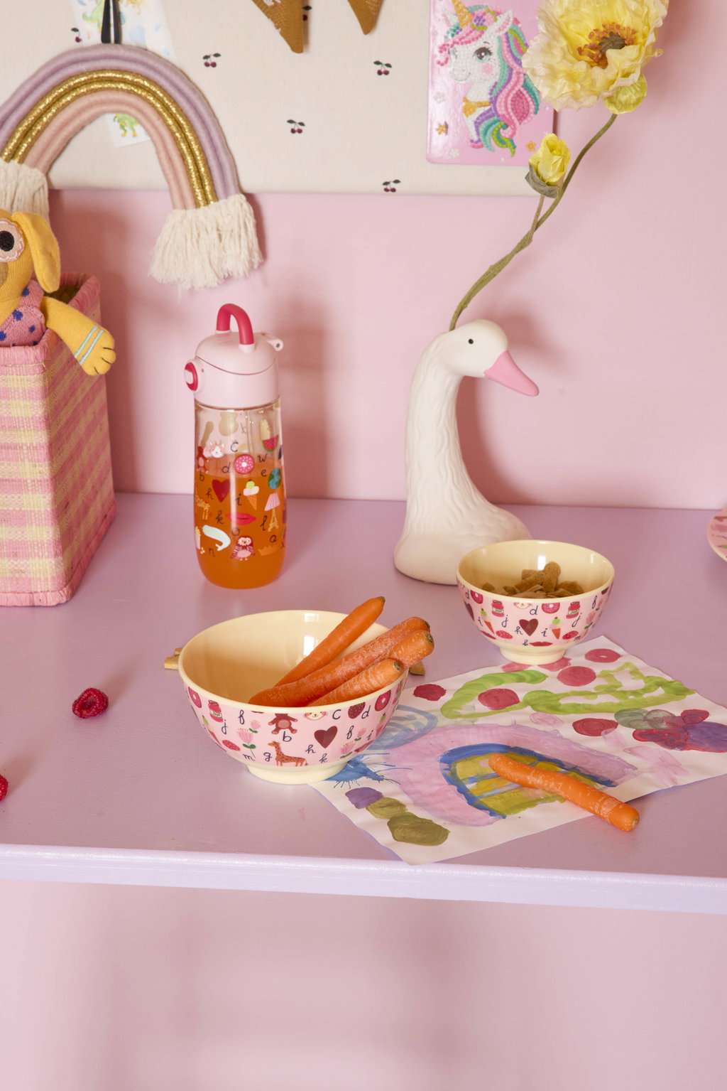 Kinder Schüssel Klein ABC-Design von RICE by RICE in Pink – Tisch - Nohna