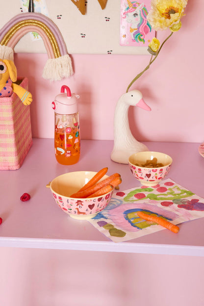 Kinder Schüssel Klein ABC-Design von RICE by RICE in Pink – Tisch - Nohna